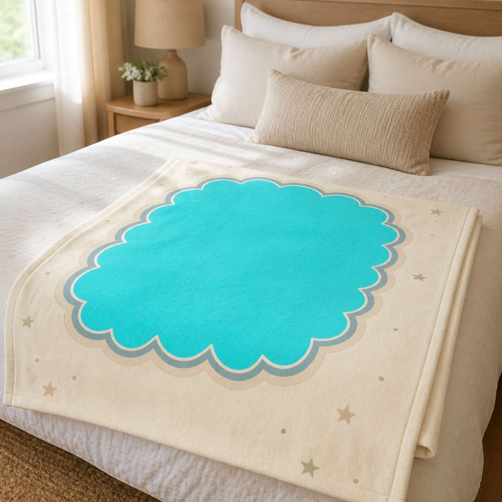 At the foot of the bed